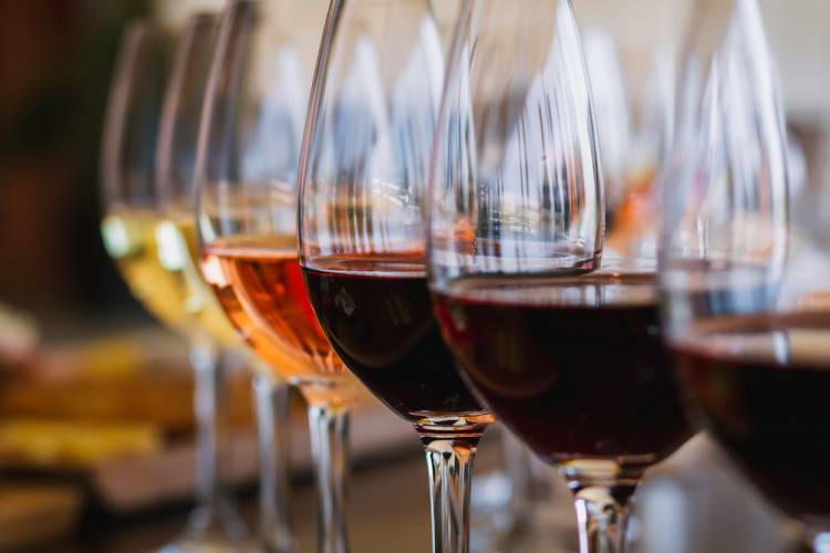 Wine glasses on a table