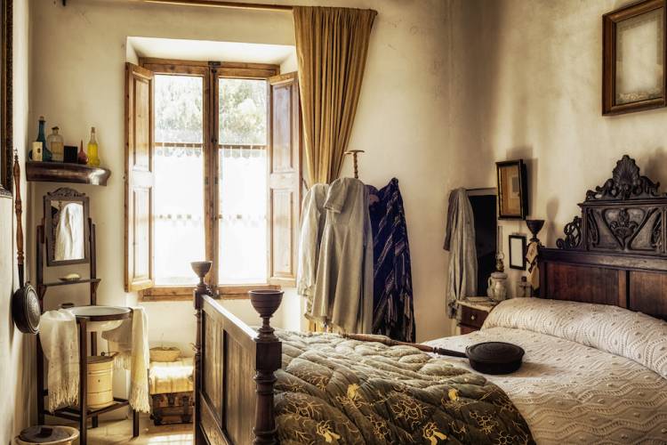 interior of bedroom in old home