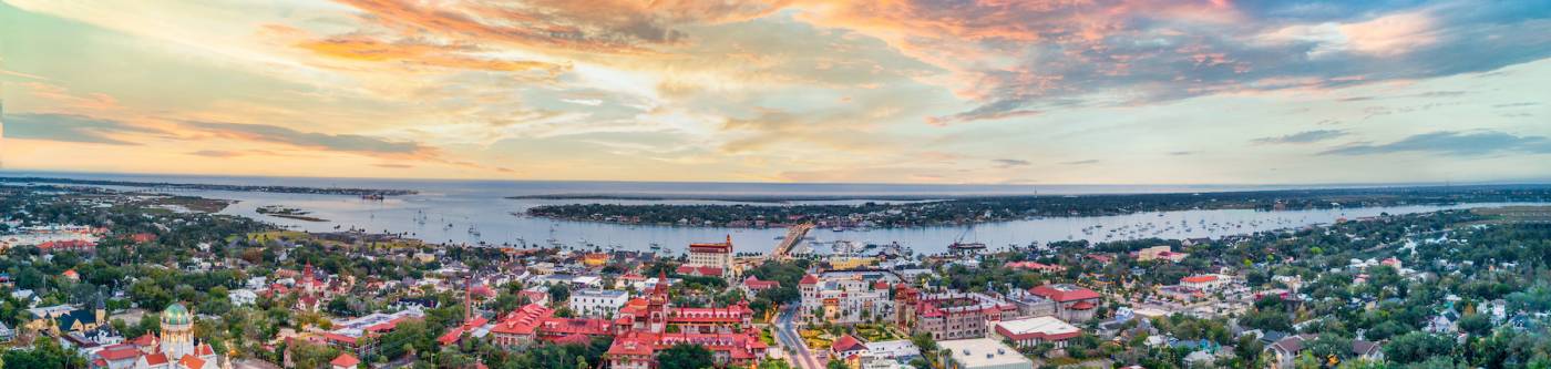 aerial view of St. Augustine at sunset