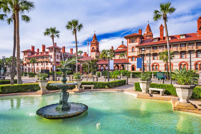 St. Augustine, Florida town square with fountain